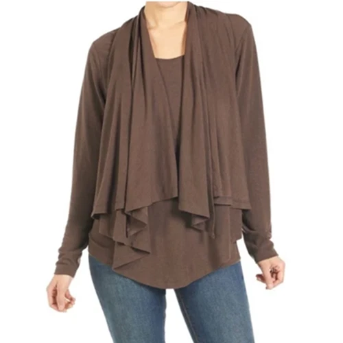 Coco + Carmen Sweater Womens Size Medium Minny Cardigan Poncho Layered Brown NWT