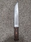 Vintage Handmade Knife Carbon Steel Blade 9-1/2" Blade Wood Handle Brass Pins — photo 1