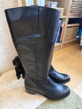 DUO Black Leather Extra Wide Calf Black Leather Knee High Boots Worn Once Uk 8