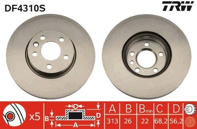 1x TRW DF4310S Bremsscheibe für VW Ford Seat