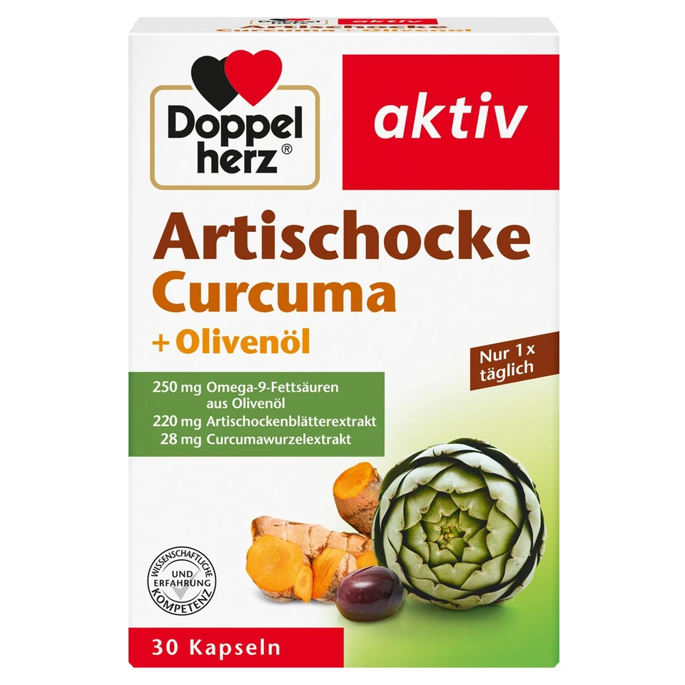 Doppelherz Artischocke + Olivenöl + Curcuma 34.2 g (1er Pack), Weiß - Bild 1 von 4