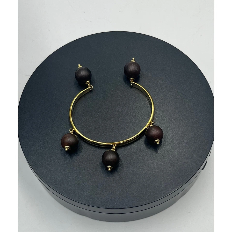 Brazalete Kate Spade Nueva York Segunda Naturaleza Fiesta Madera Marrón Cuentas Oro Plat Brazalete Foto 2 de 4