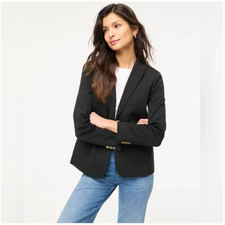 J Crew Two Button Cotton Blend Blazer 4 Black NWT Jacket Academia Career BP095