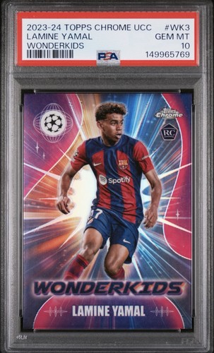 Lamine Yamal 2023-24 Topps Chrome UEFA #WK-3 Wonderkids Barcelona RC PSA 10 MT