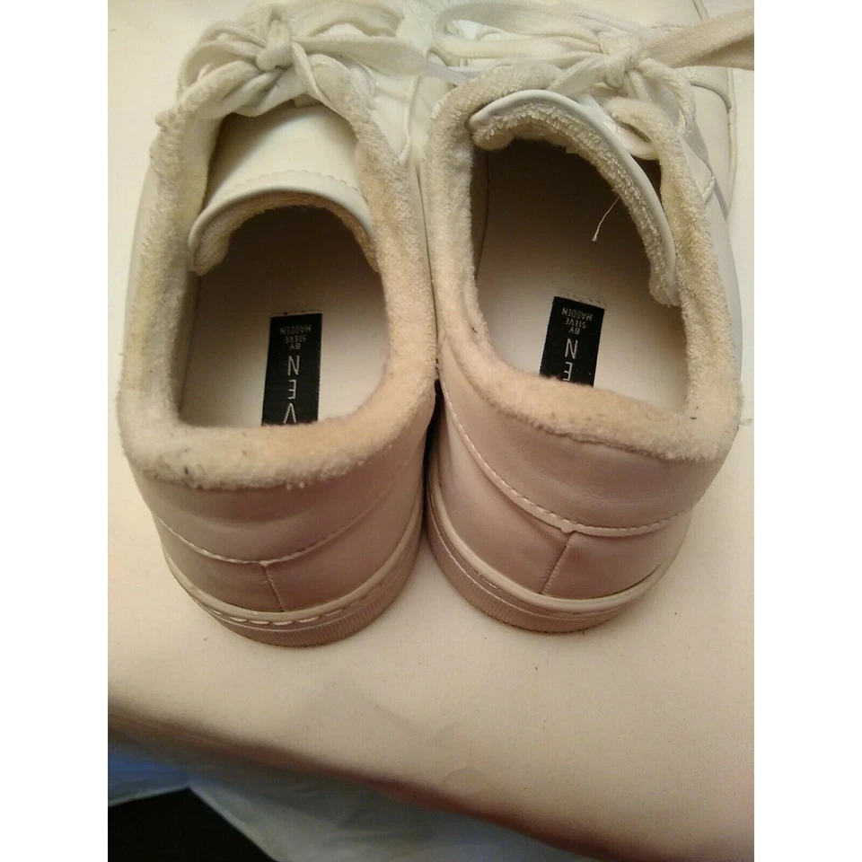 Steve Madden Mujer Zapatos Moda Tenis Imitación Cuero Blanco Talla 8 Foto 4 de 4