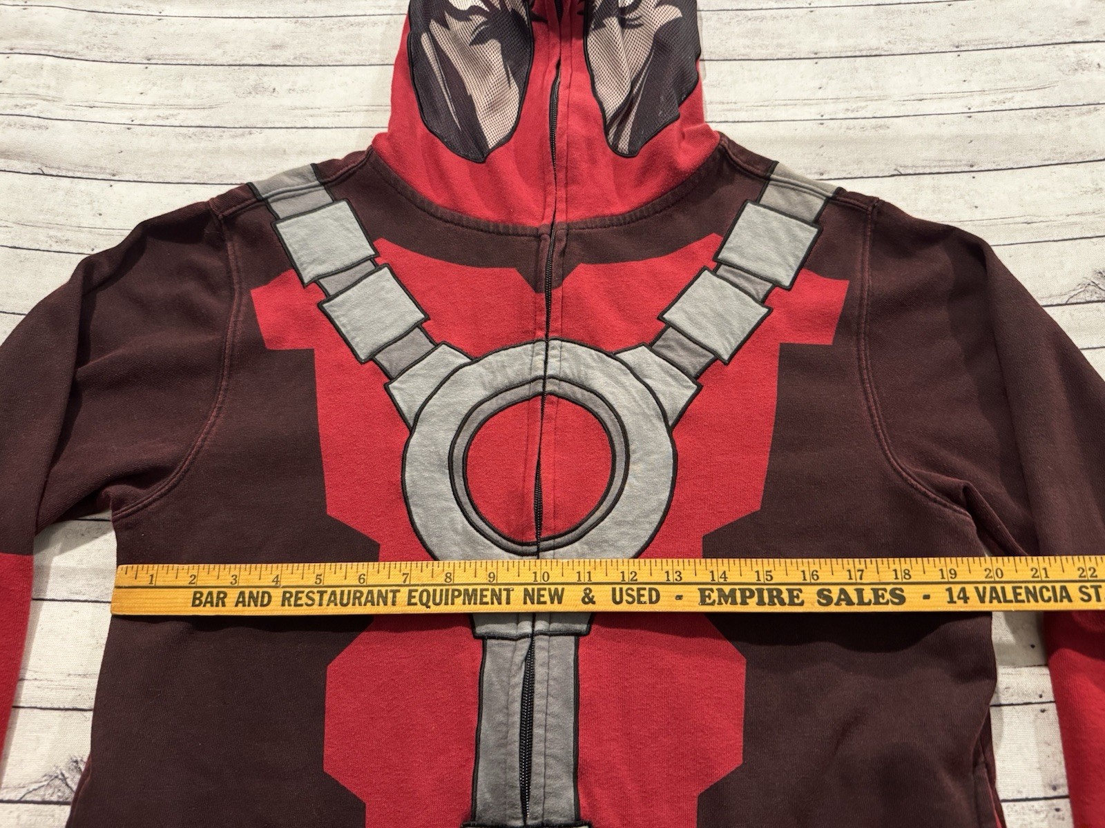 Marvel Deadpool Hoodie Mad Engine Full Zip Face H… - image 10