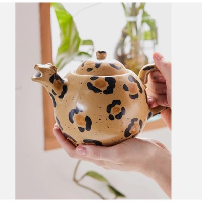 Urban Outfitters Leopard Teapot Animal Print Ceramic Jungle Boho