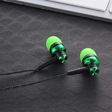 1Pc Wired Stereo Earphones 3.5mm, In-Ear with Mic, Nylon Weave Cable for Laptop