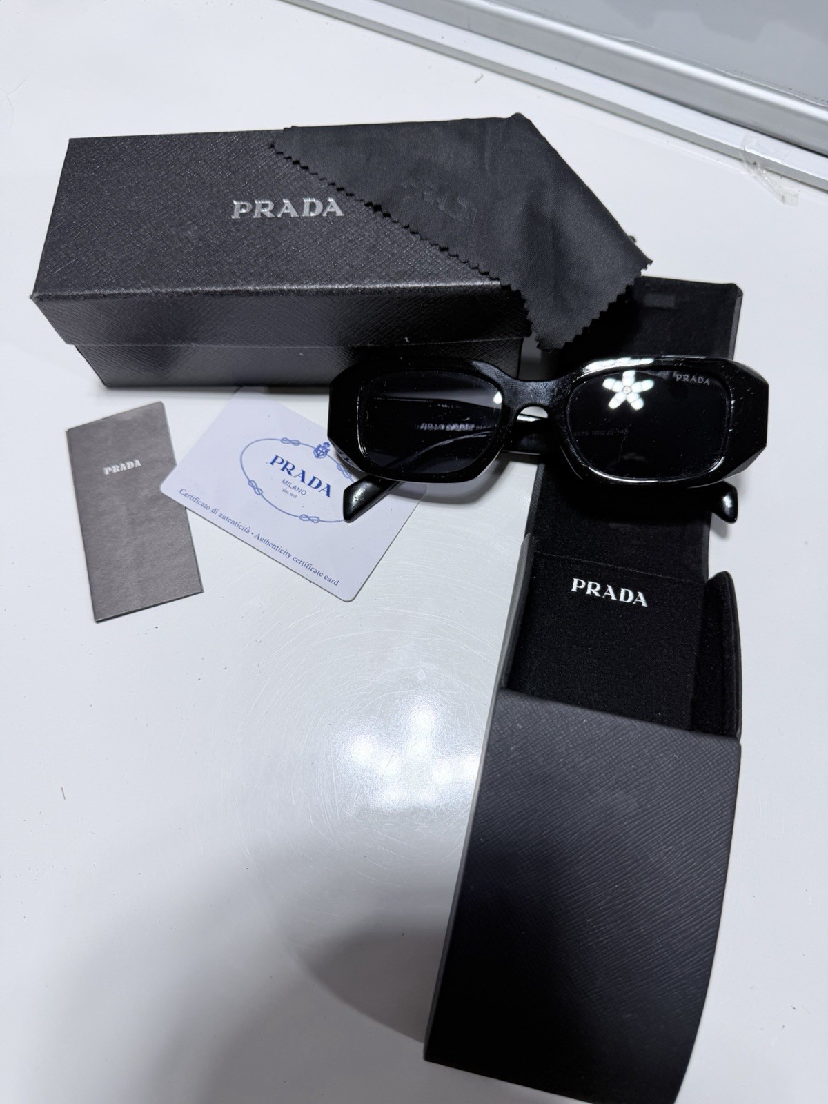 Prada 8679 Black Rectangular Sunglasses 50-20-143… - image 1