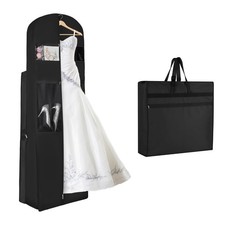 Wedding Dress Garment Bag, 72” Tri-fold Bridal Dress Bags for Gowns, With Acc...