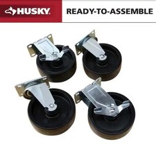 Husky 5 pulgadas Kit de ruedas de PP negras para gabinetes base de garaje de acero listos para montar