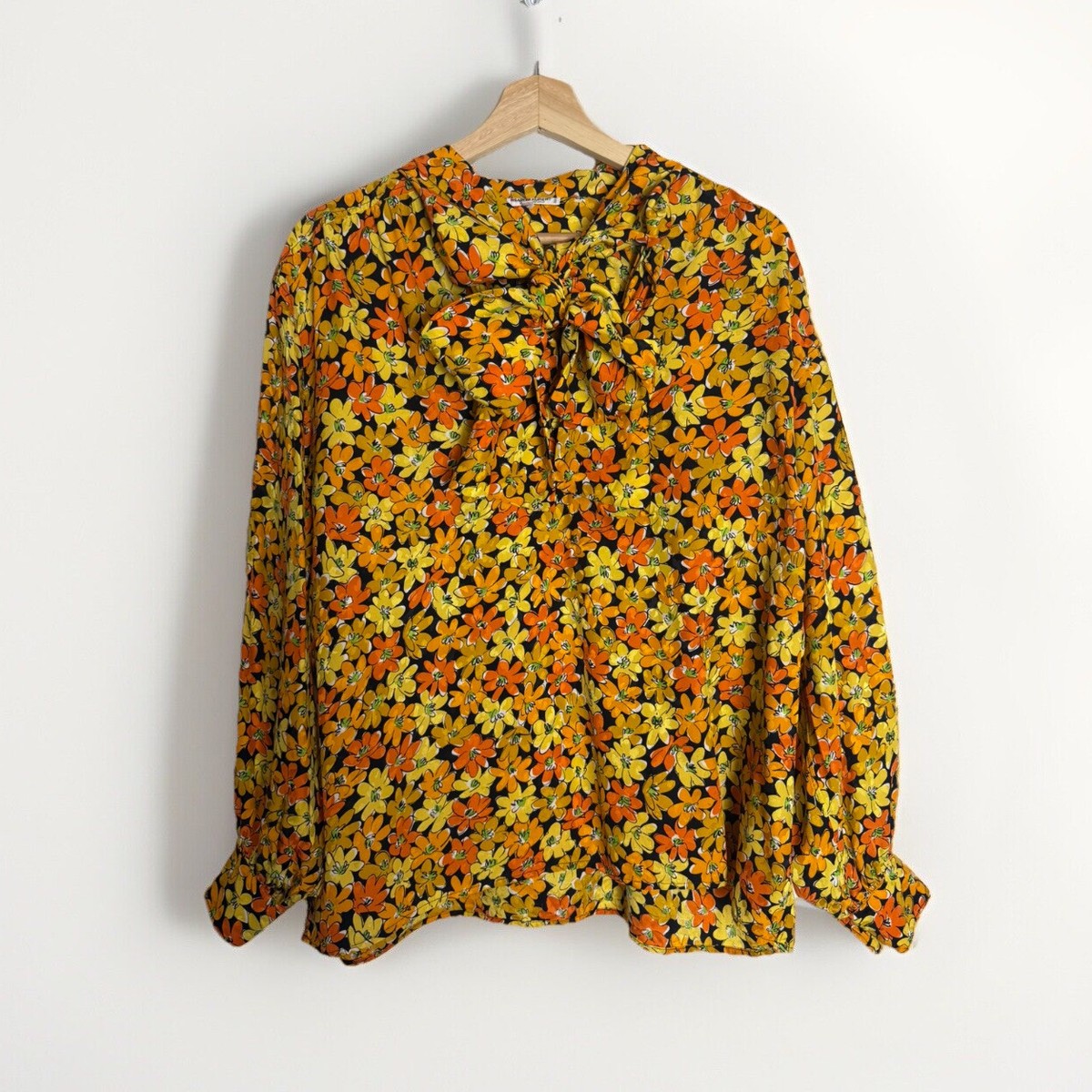 Vintage 1970s Yves Saint Laurent Rive Gauche Floral Silk Bow