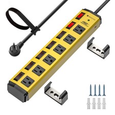 15 FT 6Outlet Metal Power Strip Individual Switches 1200J 15A 1875W 1.77 Inch