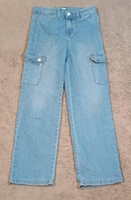 DKNY/Cargo Jeans/Kids 10/Light Wash Wide Leg Denim Streetwear Trendy Fit