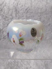 Fenton Art Glass Small Rose Bowl Signed Michael Fenton & Artist W Anderson