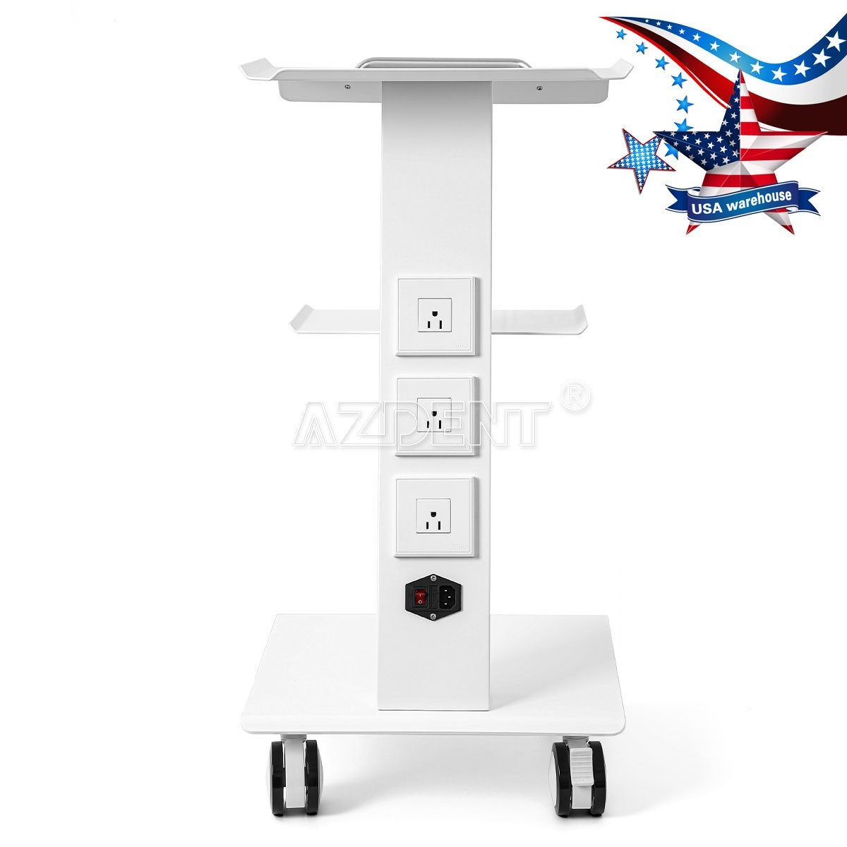 Dental Mobile Tool Cart Trolley 3-Layer Double-Drawer Medical Cart power socket