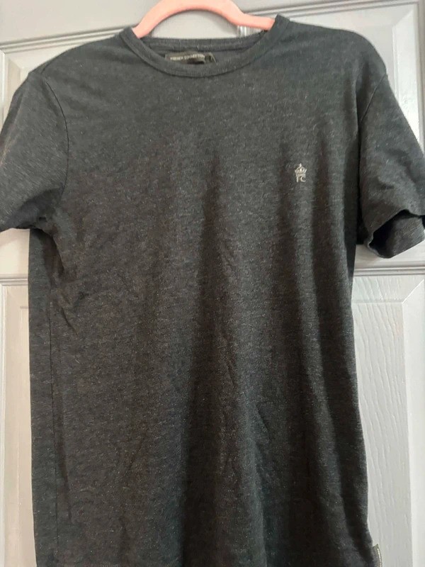 French Connection Men's Grey Marl T-Shirt - Size S - Embroidered Logo image 3