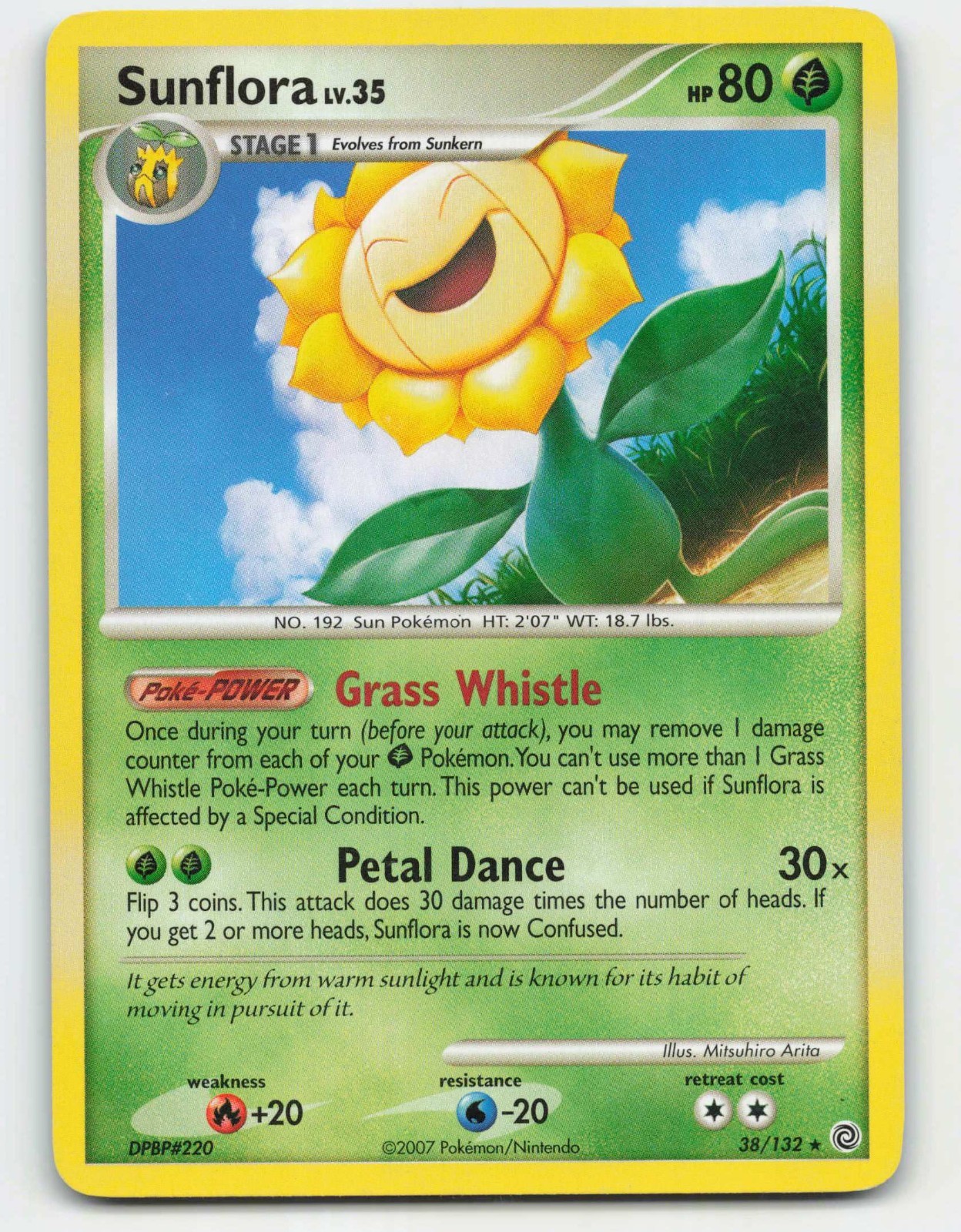2007 Pokemon, Secret Wonders, #38/132 Sunflora, Rare