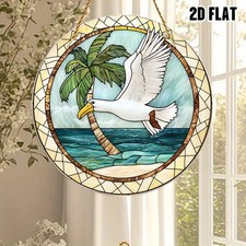 Acrylic Seagull  Palm Tree Sun Catcher 2D Flat Coastal Window Hanging Decor