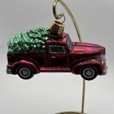 Old World Christmas Ornament Vintage Old Truck With Tree Glitter Glass