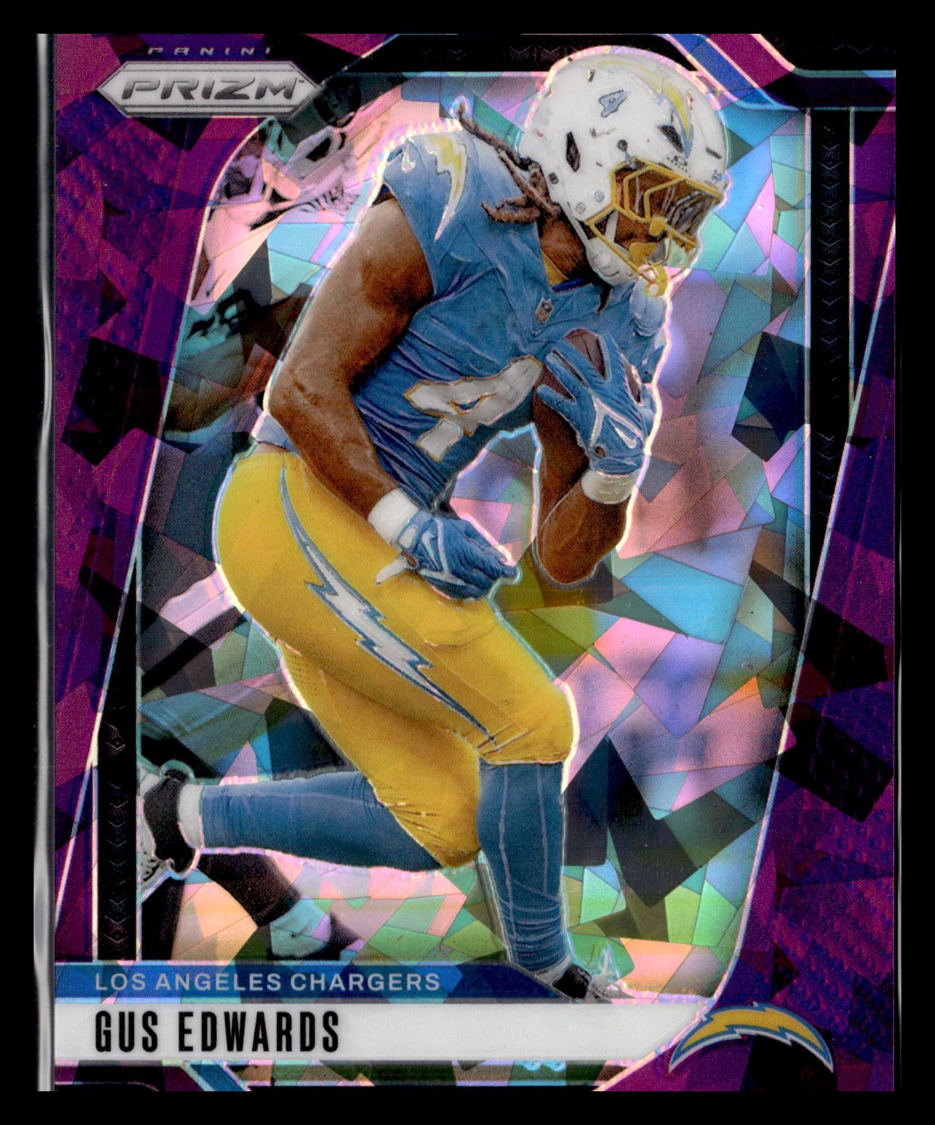 Gus Edwards 2024 Panini Prizm #158 Purple Ice Prizm /225 LA Chargers B7