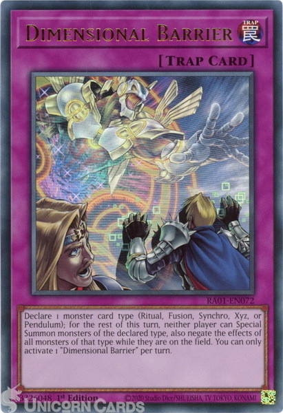 RA01-EN072 Dimensional Barrier :: Ultra Rare 1st Edition YuGiOh Card