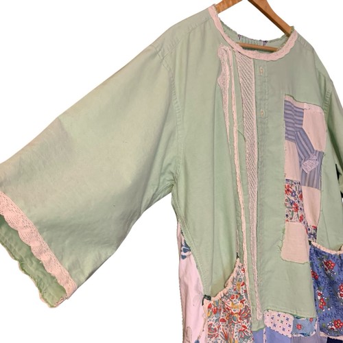 Upcycling Tunika Top XL XXL Boho Artsy Relaxed Gypsy Cowgirl Art To Wear 3/4 - Bild 9 von 14
