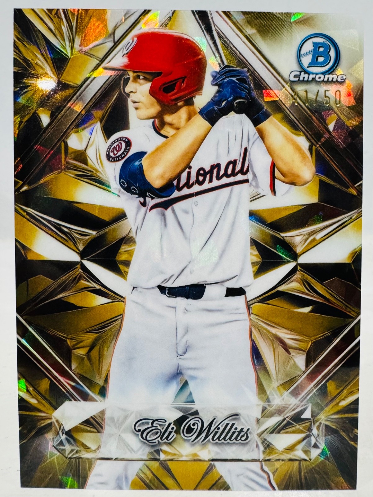 2025 BOWMAN CHROME DRAFT SAPPHIRE SELECTIONS ELI WILLITS GOLD /50 NATIONALS