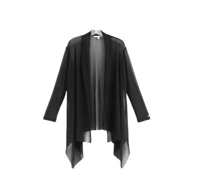 Sweater Open Front Cardigan/Shawl/Wrap Black Cashmere Blend Size 6 Gabi Lauton