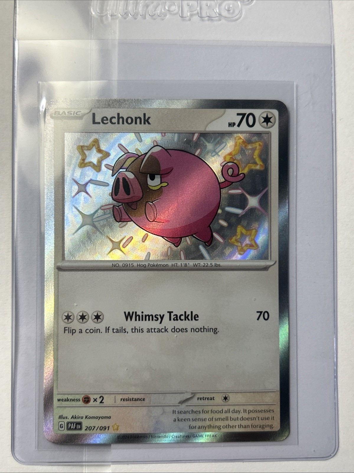 Pokémon Lechonk TCG Card Sv: Paldean Fates, Shiny Rare Holo, 207/091