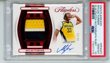 Myles Turner 2023 Panini Flawless Ruby Auto Patch /15 PSA 10 Gem Mint POP 1