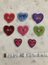 Lot of 8 Heart Embroidered Iron-On Patches