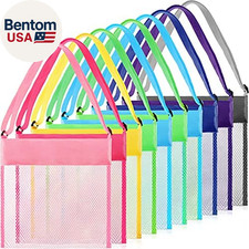 15 Pack Mesh Beach Tote Bag, Seashell Bags, Bag Toys Organizer for Holding Beach