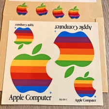Vintage Apple Computer Rainbow Stickers & Mini Embroidered Patches UNUSED