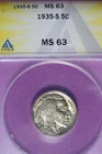 1935 S ANACS MS63 BUFFALO NICKEL #B51423
