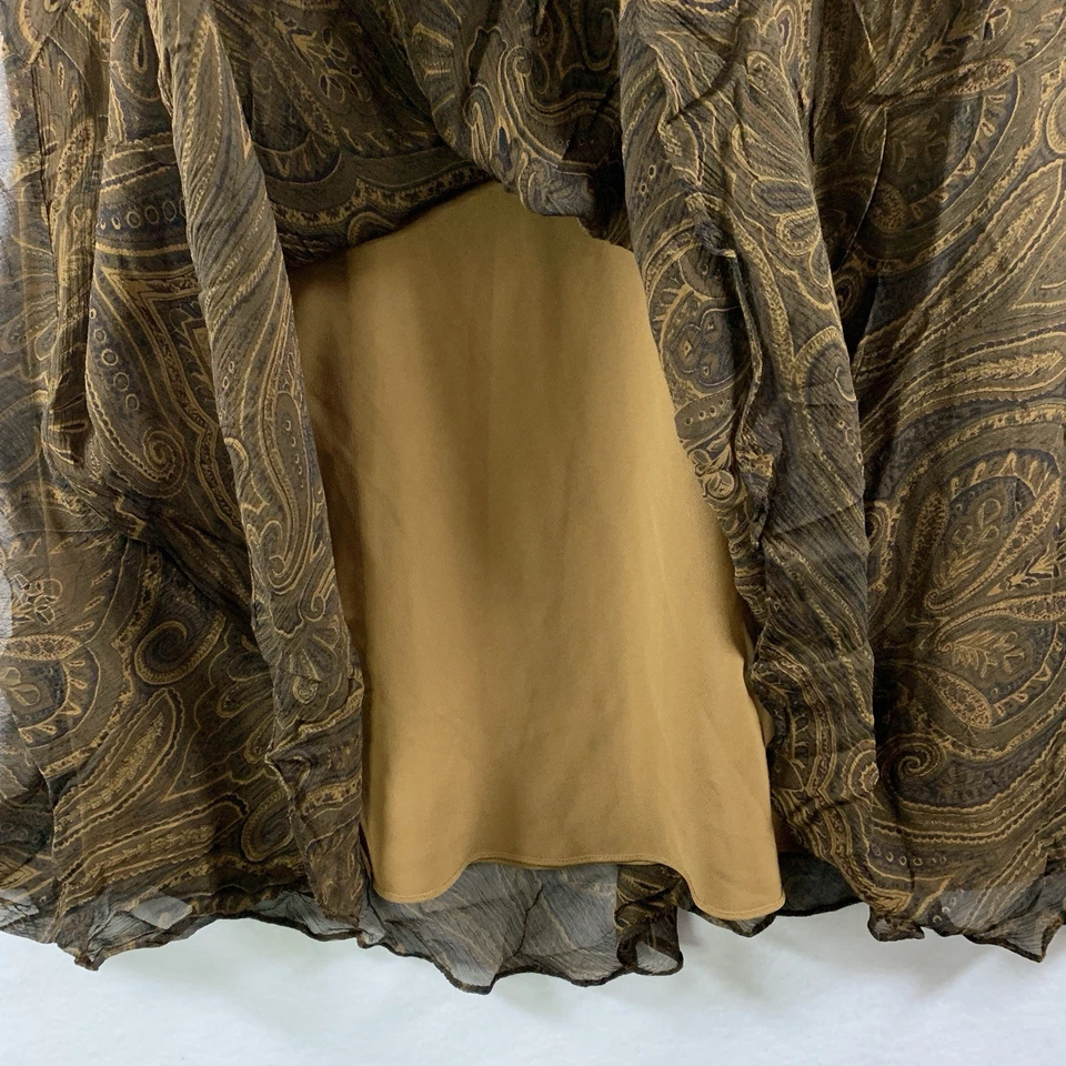 Falda midi Lauren Ralph Lauren para mujer 100 % seda gasa talla 14 Paisley Heritage Foto 4 de 4