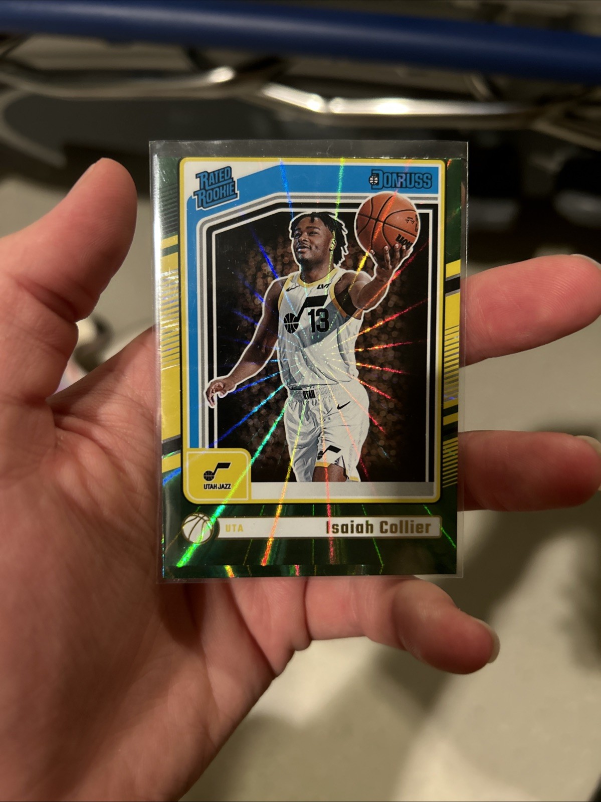 2024-25 Panini Donruss - Rated Rookie Isaiah Collier #237 Holo Green Laser (RC)