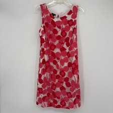 Talbots Shift Dress Women 12P Pink Floral Lace Double Bow Back Sleeveless 2055