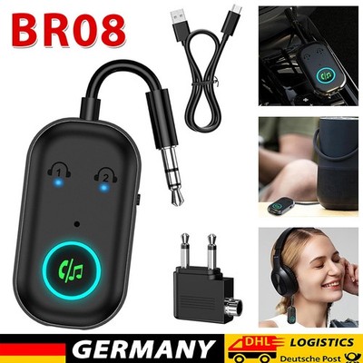 2in1 Wireless Bluetooth 5.3 Transmitter Receiver Adapter Audio 3.5mm Jack Aux DE