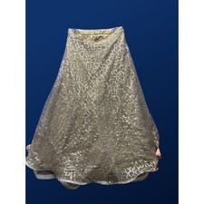 Glam Women Flared Sequin Mesh Maxi Skirt 13 Gold