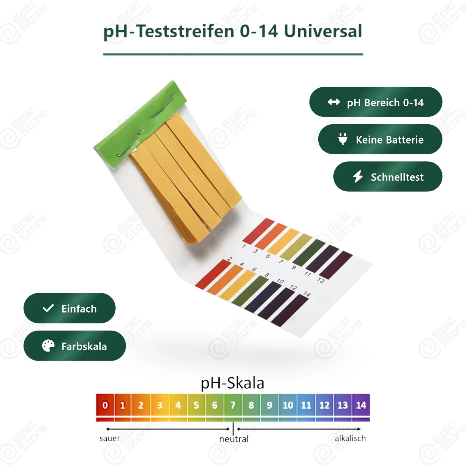 80 x pH 1–14 Teststreifen – Indikator Papier für Wasser, Uri