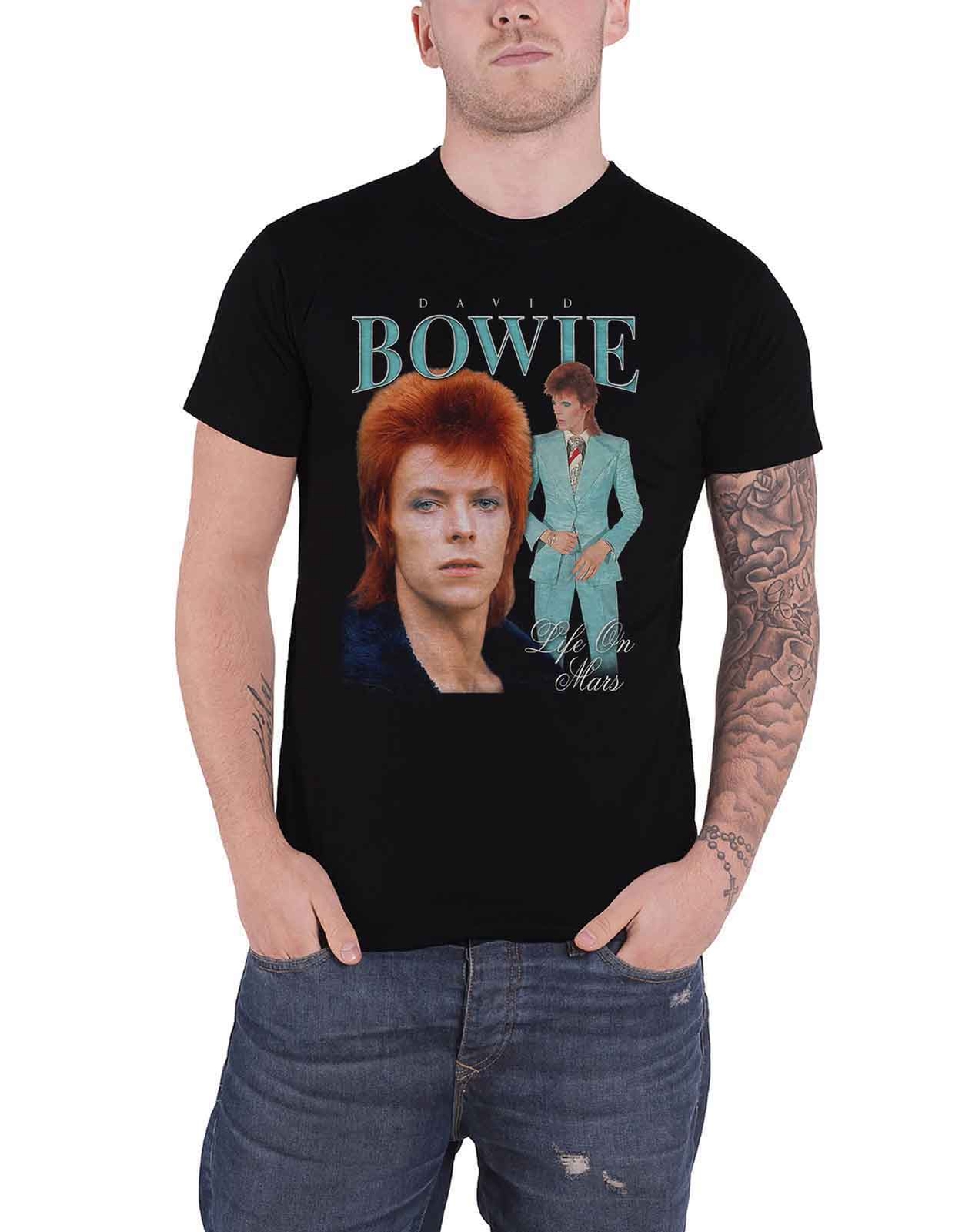 David Bowie Life On Mars Official Homage Logo Mens Black T-Shirt New Design