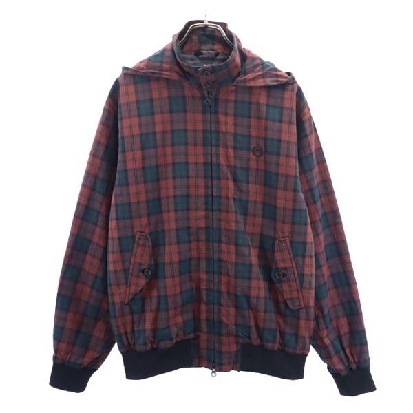 フレッドペリー ダウンジャケット チェック FRED PERRY check Hooded Jacket M Red series Logo embroidery_