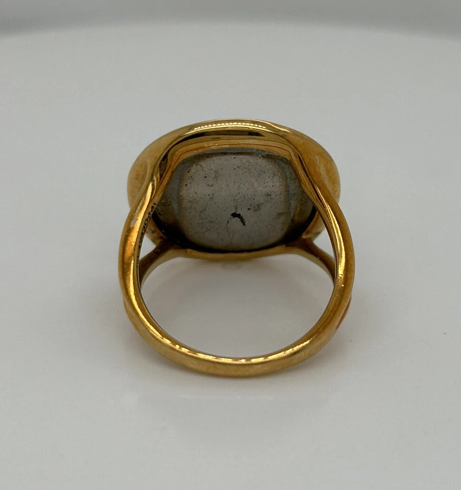 Anillo Ippolita 16mm Hematita y Diamantes Oro Amarillo 18k Talla 6.5 Foto 3 de 4