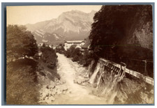 Suisse, Tamina Fall Bridge, Bad Ragaz Vintage Albums Print.  Albumen Print
