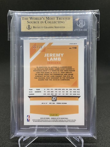 2019-20 PANINI DONRUSS OPTIC PINK VELOCITY JEREMY LAMB /79 BGS 9.5 TRUE GEM POP1 - Picture 2 of 3