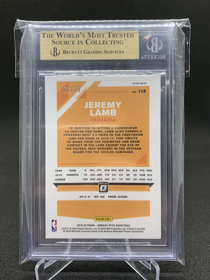 2019-20 PANINI DONRUSS OPTIC PINK VELOCITY JEREMY LAMB /79 BGS 9.5 TRUE GEM POP1 - Image 2 of 3