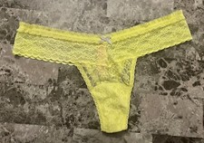 NWOT VICTORIA'S SECRET O/S YELLOW FLORAL LACE LACIE VINTAGE RARE THONG PANTIES