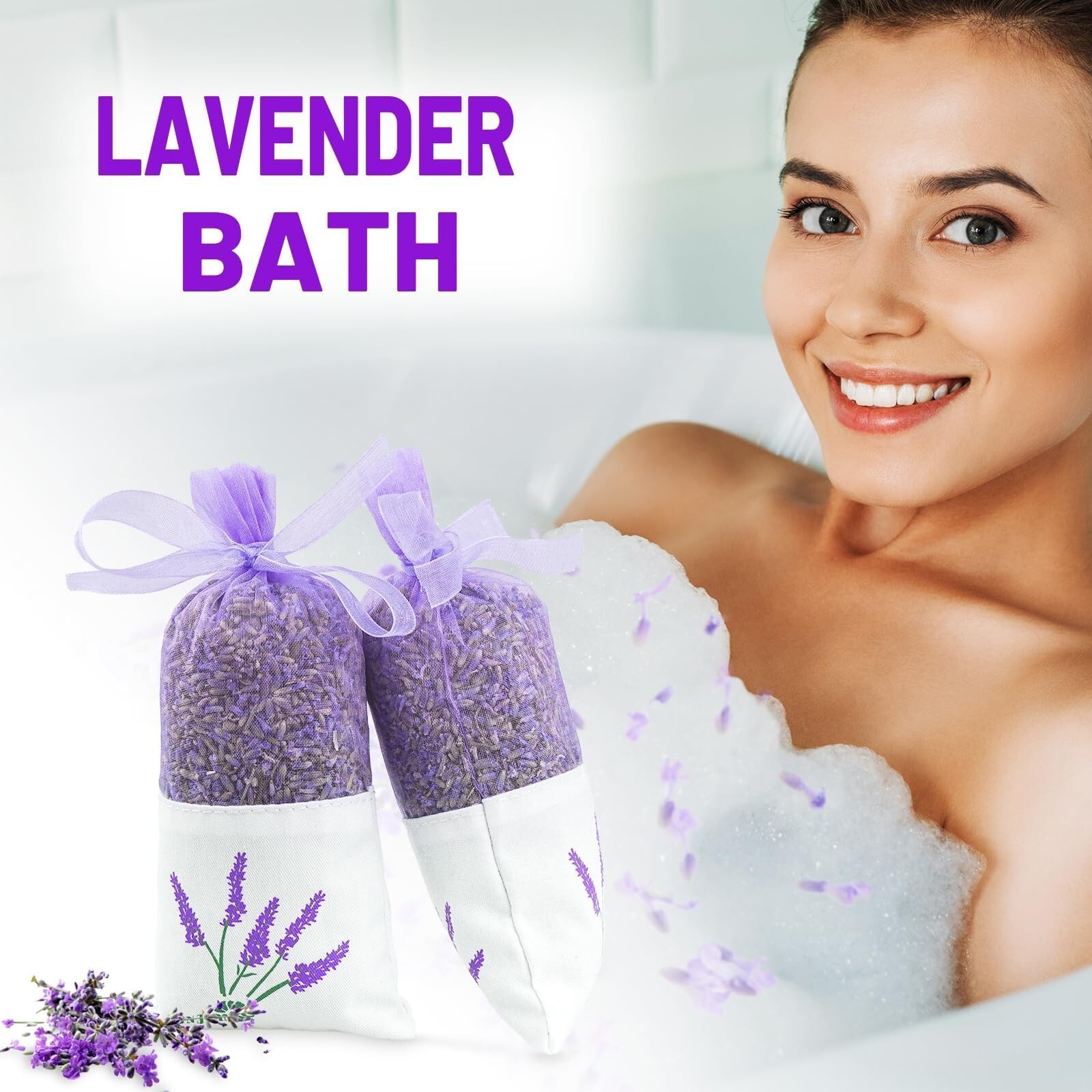 8 Packs Lavender Sachet Bags for Drawers and Closets, Long-Lasting Lavender S...