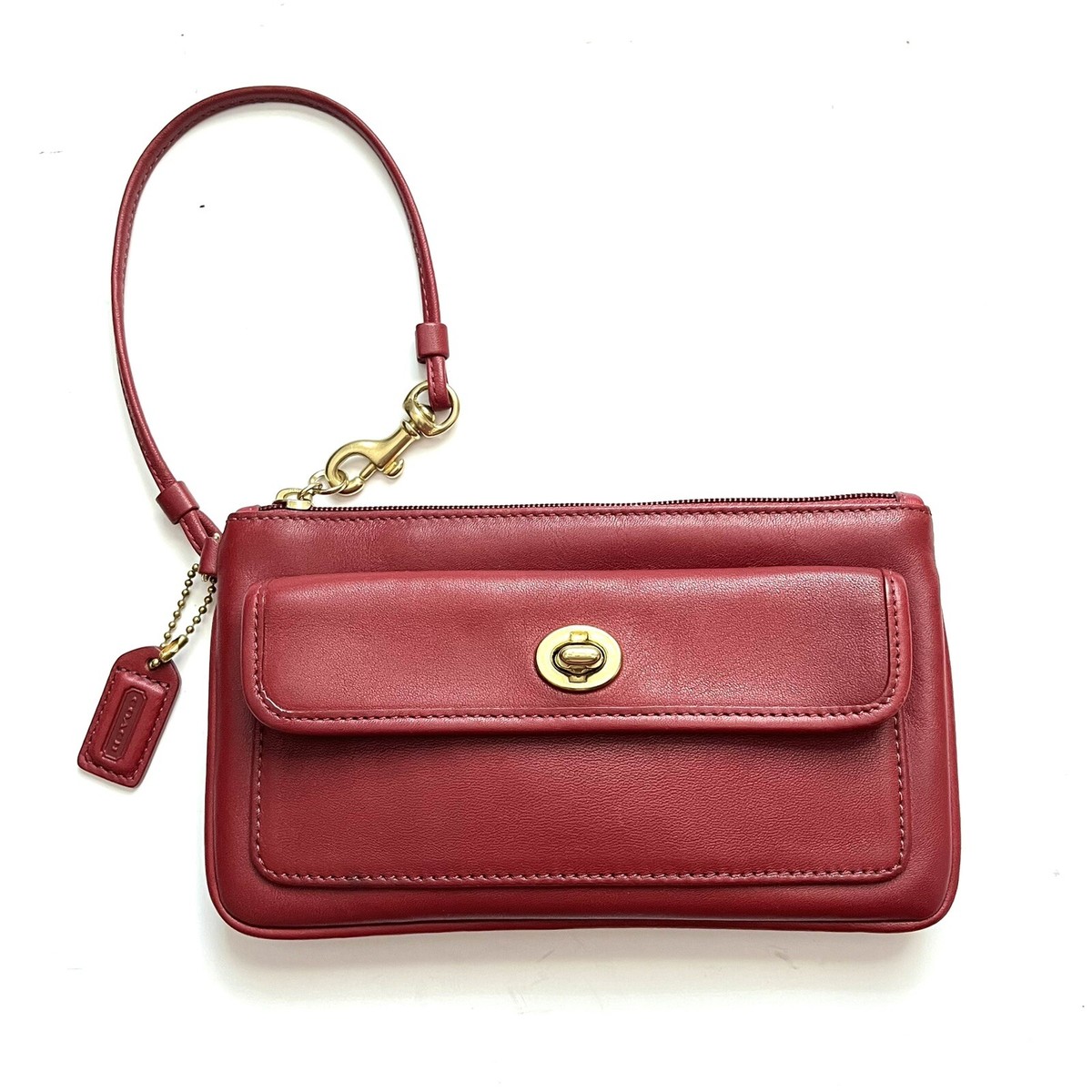 Coach Legacy Classic Red Turn-lock Leather Wristlet wallet | eBay